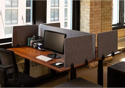 Stand Up Desk Store ReFocus Raw Clamp-On Acoustic Desk Divider Mounted Privacy Panel to Reduce Noise and Visual Distractions (Castle Gray, 59" x 16")