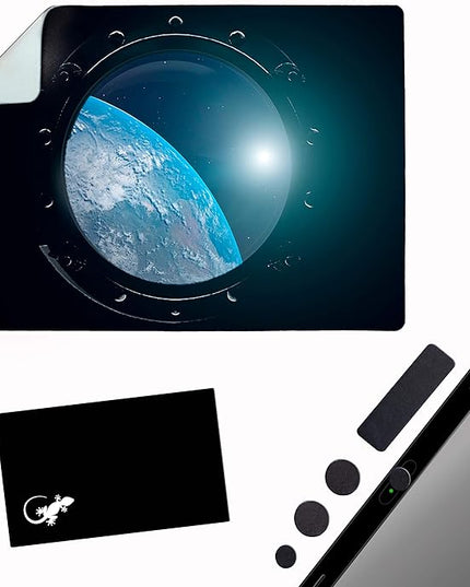 Mouse Pad Adhesive Bottom - Sticks to Any Surface - Portable - Webcam Covers and Screen Cleaner Included (Space Window)