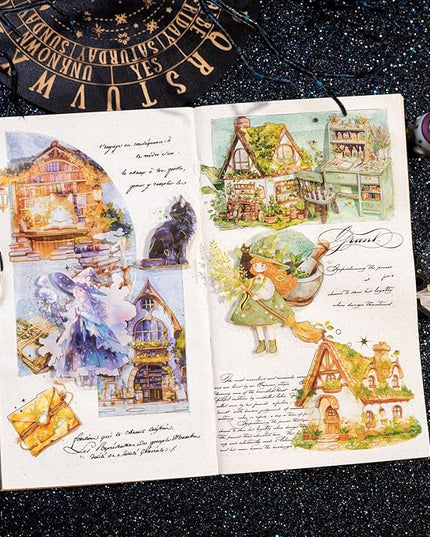 AuriicLeaf Magic-Themed PET Sticker Set, 80PCS Fantasy Adventure Stickers for Scrapbooking, Journaling, DIY Crafts, and Art Supplies