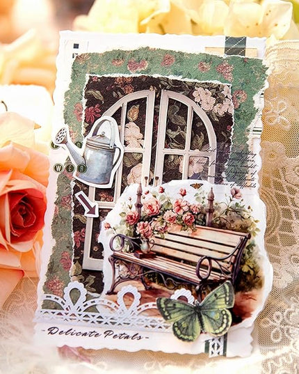 MiyouLuna 60Pcs PET Scrapbook Stickers, Vintage Aesthetic Designs for Scrapbooking Waterproof Journaling Supplies Junk Journal Ephemera with Storage Organizer