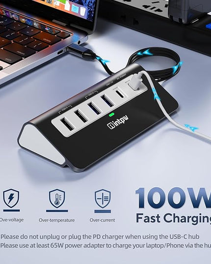 9-in-1 USB-C Docking Station - 4K HDMI, PD 100W, 3 Type A/C 3.0 5Gbps, 2 Type-A 2.0, SD/TF, Aluminum USB C Hub Compatible with MacBook, iPad, iPhone 16/15