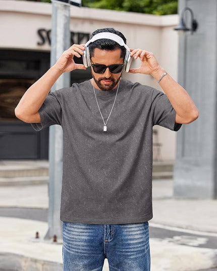 COOFANDY Men's Cotton T-Shirts Oversized Shirt Short Sleeves Streetwear Loose Fit Summer Tee Tops Washed Basic Unisex Shirts