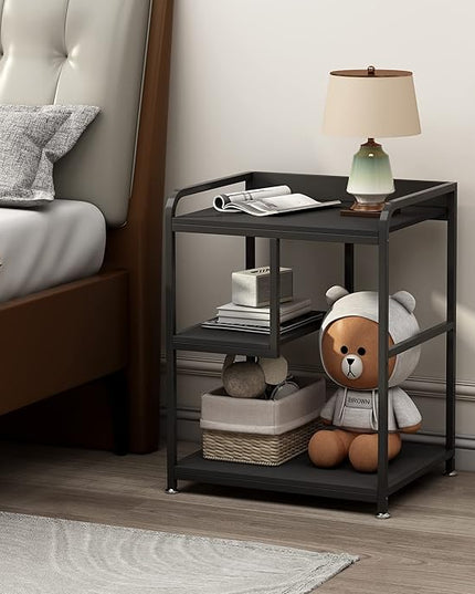 Printer Stand with Storage Shelf for Home Office Organization, 22 x 18 Inch Large Printer Table with Wheels, Shredder Stand, CPU Stand, Rolling Cart for Host Computer, PC Tower, Desktop- Black