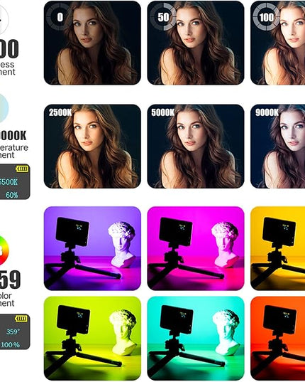 VIJIM VL120 RGB Video Light, Portable LED Camera Light Panel 0-360 Full Color, CRI 95+ 2500-9000K LED 3100mAh Rechargeable DSLR Lighting for Vlogging, Photography, Video Conference