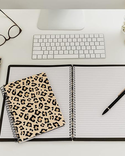 Steel Mill & Co Cute Mini Spiral Notebook, 8.25" x 6.25" Journal with Durable Hardcover and 160 Lined Pages, Leopard