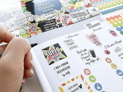 Vladi Creative Busy Mom Planner Stickers - 2190+ pcs, 18 Sheets, Decorative & Productivity-Boosting Colorful Stickers for Journals, Calendars, Scrapbooking, Time Management, & DIY Planner Decoration