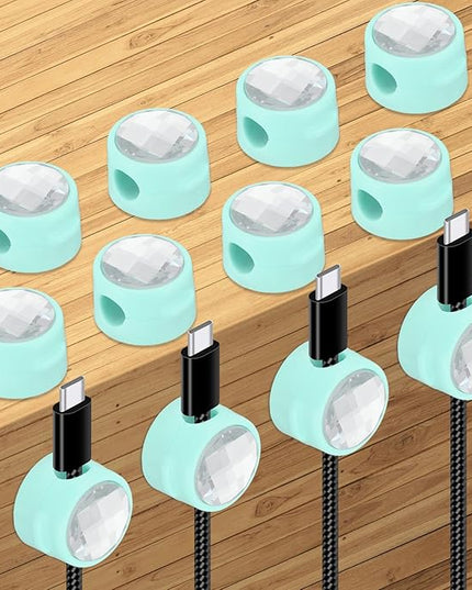 PATIKIL Cable Organizer Holder, 12 Pcs Magnetic Spring Desk Cable Management Clips Adhesive Cord Holder Keeper for Office Desktop Wall Car, Blue