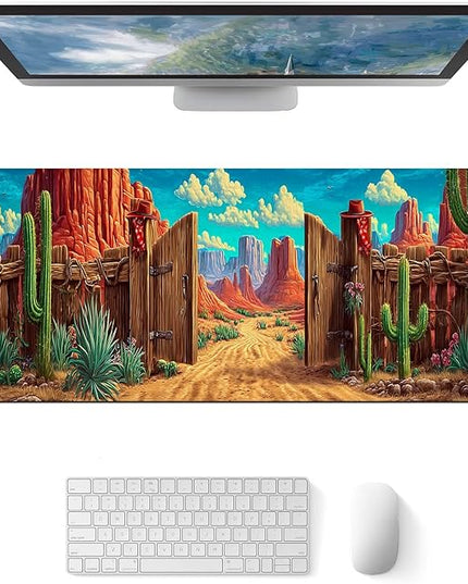 Mouse Pad Gaming Mousepad 31.5 x 11.8 Inch Western Desert Gate Artwork Diatomite Large Keyboard Desktop Mat XL Mouse Pad for Home and Office Desk Accessories