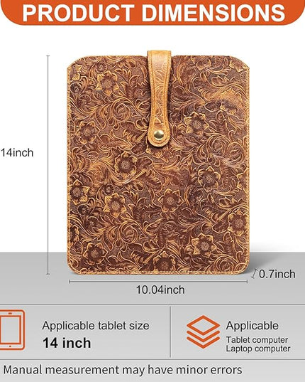Real Leather Laptop Sleeve for MacBook Pro & Air Fits 13, 14, Inch,Large Lychee Grain Leather, Soft Soft Lining (14 Inch - MacBook-Pro M1/M2/M3/M4),Brown
