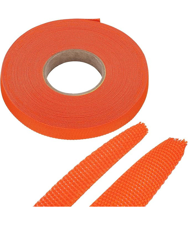 MECCANIXITY Braided Cable Sleeves Heat Shrinkable Fabric Sleeving, 3/8" 60ft Orange 2:1 Ratio Heat Shrinkable Cord Protector for Harness Cable, Network Cable Protection, Cable Management