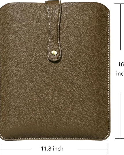 Real Leather Laptop Sleeve for MacBook Pro & Air Fits 13, 14, 15 & 16 Inch,Large Lychee Grain Leather, Soft Soft Lining (14 Inch - MacBook-Pro M1/M2/M3/M4),Gray