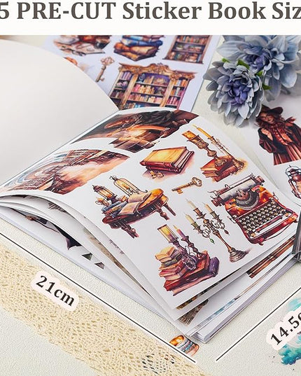Snycler Sticker Book - 20 Sheets Vintage PET Stickers for Scrapbooking, Junk Journaling, Ephemera, and Decorative Crafts-The Secrets of Wizards