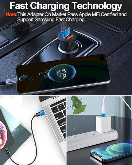 𝟒𝐏𝐚𝐜𝐤 𝐔𝐩𝐠𝐫𝐚𝐝𝐞𝐝 USB to USB C Adapter,Type-C Female to A Male Car Charger OTG Converter for Apple Watch Ultra 8 9 10,iPhone 16 15 14 13 Pro Max,Samsung S24,Nintendo Switch,AirPods,iPad,Car
