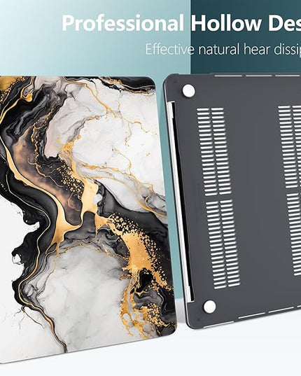 DONGKE Compatible with MacBook Pro 13 inch Case 2024 2023-2020 Release A2338 M2/M1 A2251 A2289 with Retina Display & Touch ID, Plastic Hard Shell & Keyboard Cover & Screen Film - Abstract Marble