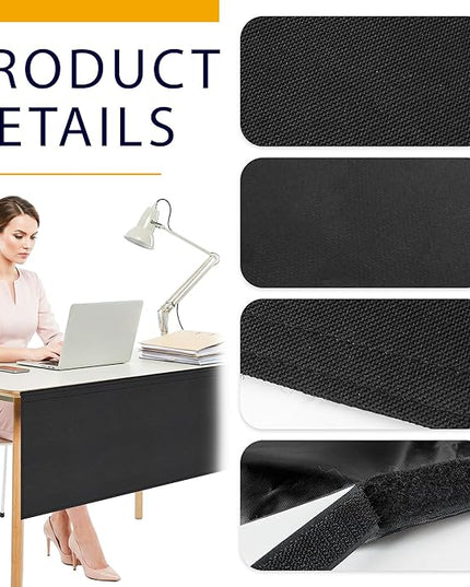 60" Under Desk Privacy Panel Self-Adhesive Modesty Panel 600D Heavy Duty Desk Skirt Privacy Divider for Office Home or Standing Workstation Concealer Shield