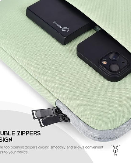 15 inch MacBook Air Sleeve, Padded Shockproof Travel Carrying Case for 2025-2023 MacBook Air 15 inch M4 M3 M2 Chip A3241 A3114 A2941 Water-Resistant Laptop Cover Slim Accessories Bag -Mint Green