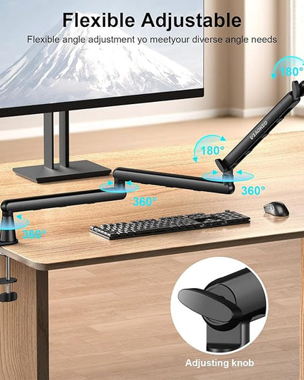 Microphone Arm,Aokeo AK-55i Desk Low Profile Adjustable Mic Boom Arm Stand,Suitable For Blue Yeti,Snowball iCE, HyperX QuadCast,SoloCast,Elgato Wave,Etc