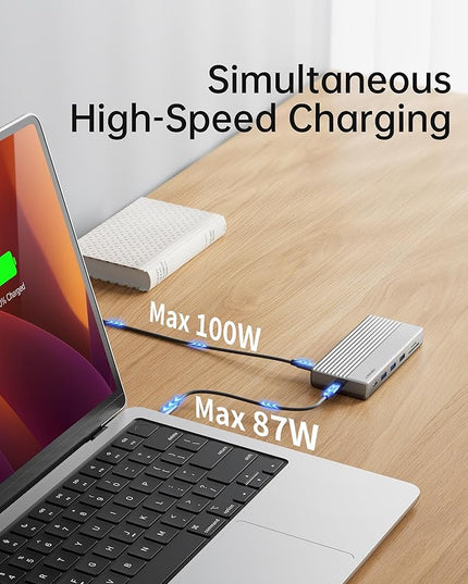 USB C Docking Station 3 Monitors,11 in 1 Laptop Docking Station Dual Monitor with Dual HDMI 4K@60hz+DP 4k@60Hz+Ethernet+3USB+1USB C+PD+SD/TF,USB C Hub Multiport Adapter for Dell/HP/Surface/Lenovo