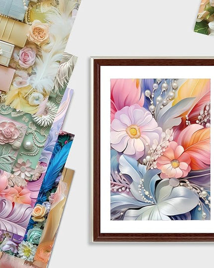 Scrapbook Paper,24 Sheets 6"x 6" Decorative Papers,Single-Sided Vivid Origami Decoupage Paper for Card Making,DIY Album, Hand Account & Travel Diary Craft Projects,Pearl Books