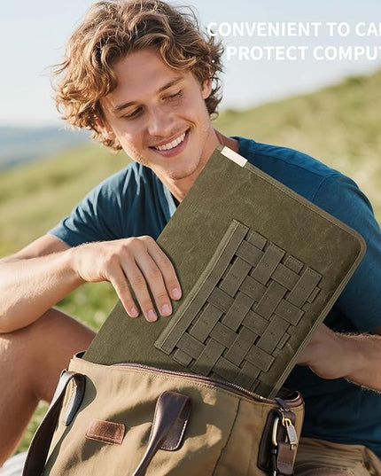 Eco-Friendly Laptop Sleeve 14 Inch Compatible with MacBook Pro 14 M4 M3 M2 M1 Pro/Max Case, Military Retro-Style Protective Cover for 13-14 Inch,Army Green