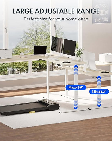 FLEXISPOT L Shaped Standing Desk, 63 x 47 Inch Electric Height Adjustable Corner Desk, Sit Stand Computer Workstation, Preset Controller, Home Office, White Frame with Maple Top
