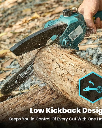 Seesii Mini Chainsaw 8-inch, Mini Chainsaw Cordless Tool Set, Battery Chainsaw with 2x 4.0Ah Batteries, Handheld Electric Power Chain Saw with Oiler, Safety Lock for Tree Trimming,Wood Cutting