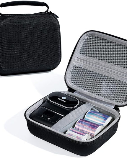 Phomemo Case for M110/M220/M250/M221/M108 Label Maker,Oxford Fabric Waterproof & Shockproof Portable Label Printer Storage Bag for Labels Roll, USB Cable, Black (Only Bag)