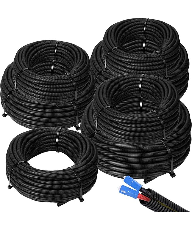 Sasylvia 1/4, 3/8, 1/2'' x 100 Ft, 3/4, 1, 1.5, 2'' x 20 Ft Split Wire Loom Tubing Wire Loom Assortment Split Cable Sleeves Bulk Flexible Electrical Conduit Protective kit