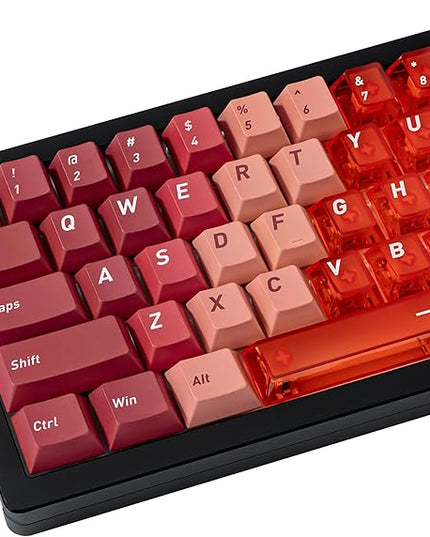 PBT/PC Material Keycaps 160 Keys, Gradient Red Clear keycaps, Cherry Profile Key caps Red Crystal keycap Set, Custom Key caps Compatible with 60%/65%/75% Mechanical Keyboards
