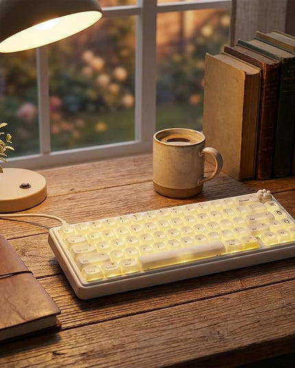 Tsungup MOA Keycaps,136 Keys Cute Ceramic Textured Custom Keycaps 60 75 Percent, Minimalist White Keycap Set Key Caps Keyboard for Cherry Gateron MX Swithes Mechanical Keyboards(Translucent White)