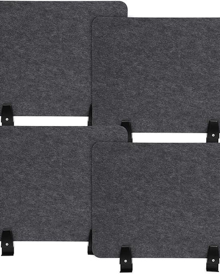 4 Pack Acoustic Desk Divider 21 x 16 Inch No Drilling Clamp-On Privacy Shields Panel Freestanding Desk Divider Desktop Sound Proof Dividers for Office Libraries School Student Desks