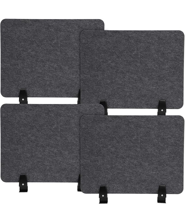 4 Pack Acoustic Desk Divider 21 x 16 Inch No Drilling Clamp-On Privacy Shields Panel Freestanding Desk Divider Desktop Sound Proof Dividers for Office Libraries School Student Desks