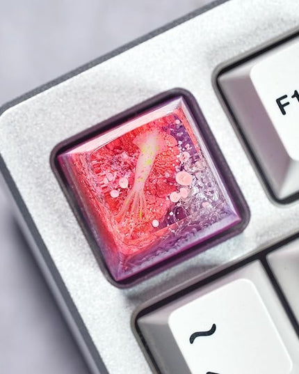 Squid Artisan Keycap Pink and Purple Coral Reef R1 SA Profile Custom Sea Creatures Keycaps 1U ESC Handmade Gaming Ocean Resin Key Cap Cherry MX Switch Compatible Mechanical Keyboard Squid Lover Gift