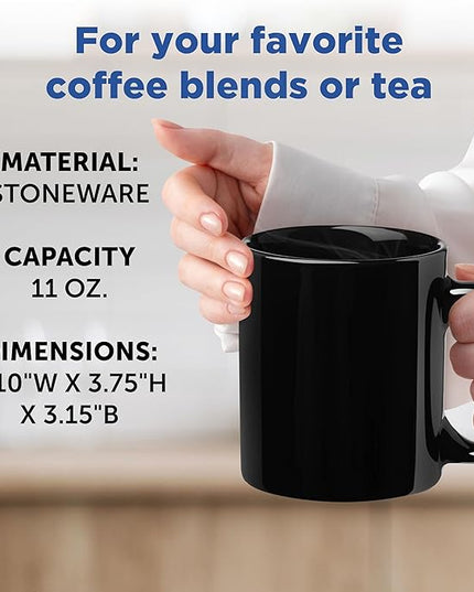 DISCOUNT PROMOS Ceramic Mugs – 11 oz. Set of 10, Personalized Bulk Pack, Perfect for Hot or Iced Drinks, Gaming – Black