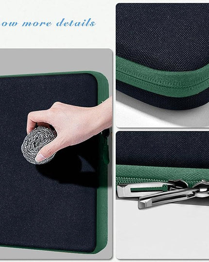 Slim Laptop Case 13.3 14 inch Sleeve, Rainproof & Shockproof Carrying Case for Notebooks Compatible with MacBook Pro 14" and All Models 13.3" MacBook Air/Pro, Most Popular 13"-14" PC,Black-Green