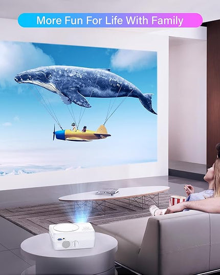 Full HD WiFi Bluetooth Projector Built in DVD Player, 12000LM 1080P Supported, Portable Mini DVD Projector for Outdoor Movies, 250" Home Theater, Compatible with iOS/Android/TV Stick/PS4/HDMI/USB/TF