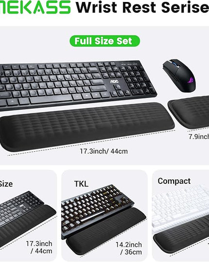 MEKASS Keyboard Wrist Rest, Soft Memory Foam Wrist Support for Keyboard, Keyboard Hand Rest Pad for Wrist Pain Relief, Keyboard Wrist Guard for Long Hours of Work, Gaming, Studying（Gray）
