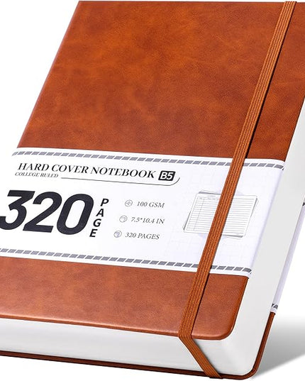 CAGIE Journal Notebook for Men Women Brown- B5 Large Journaling Notebooks Journals Leather for Writing Work Diary Hardcover Thick
