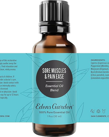 Edens Garden Sore Muscles & Pain Ease Essential Oil Blend- 100% Pure Premium Grade, Undiluted, Natural, Therapeutic, Aromatherapy, The Best for Skin, Face, Humidifiers 30 ml (1 fl oz)