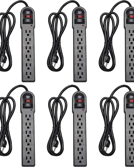 KMC 6-Outlet Surge Protector Power Strip 6 Pack
