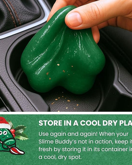 Slime Buddies Car Cleaning Gel Putty - Pine Scented Interior Detailing Tool for Cup Holders, Air Vents & Keyboard - Reusable Auto Detailing Accessories - Dust Remover Goop