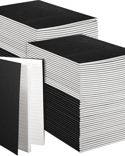 Sepamoon 200 Pack Kraft Notebook Journals 5.5 Inch x 8.3 Inch A5 Journal Softcover Notebooks Bulk for Kids Student Writing Sketch Travel Journal Office Notepad with 60 Pages 30 Sheets(Black)