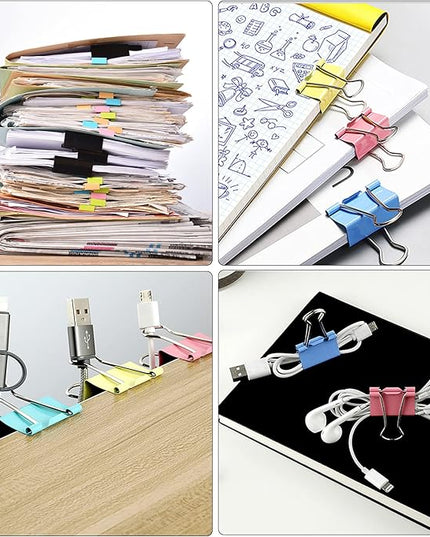 SANNIX 110 PCS Colored Binder Clips, X Large, Large, Medium, Small, Mini and Micro, Colorful Binder Clips Assorted Sizes Clips for Office Home School Supplies