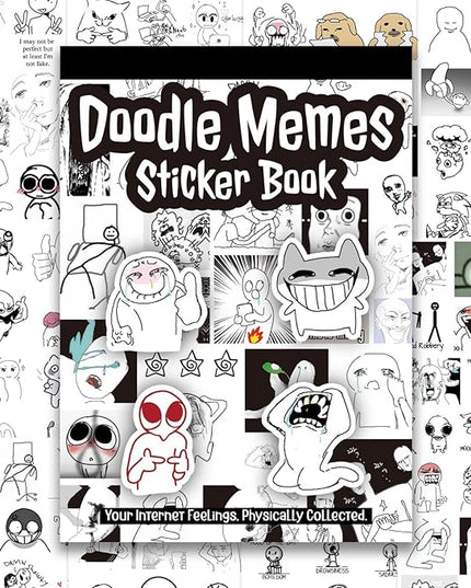PRSTINCOL Meme Sticker Book, 30 Sheets 460+ Pcs, Black and White Funny Meme Stickers for Adults and Teens, Die Cut Vinyl Stickers for Journaling Scrapbooking DIY