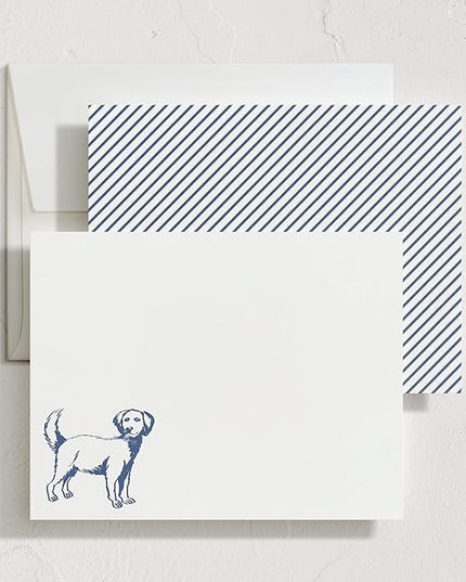Minted Best Friend Stationery Set, Set of 10, Flat Note Cards & Envelopes for Invitiations and Handwritten Thank You Messages, Blue Dog Illustration, Gifts for Men & Women, Pet Lovers, Luxurious Paper
