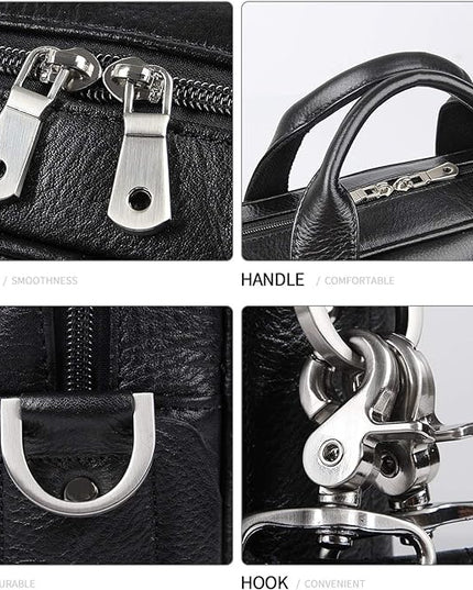 Augus Leather Laptop Briefcase for Men,Waterproof Travel Messenger Duffle Bags 15.6 Inch Laptop Bag