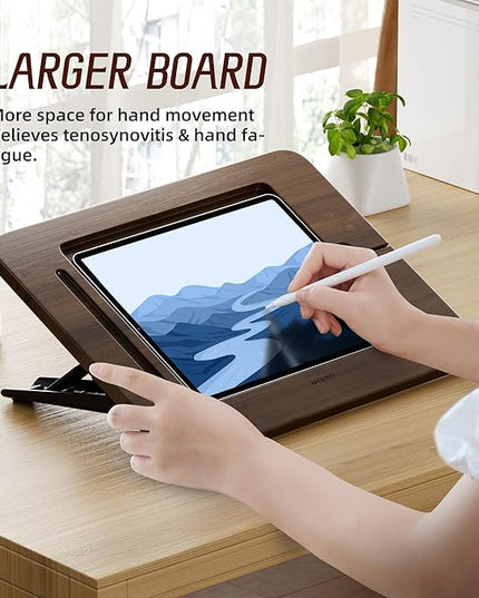 Bamboo Tablet Drawing Stand Tablet Holder - Portable & Adjustable 5 Angles,Laptop Stands Riser,Compatible with 12.9/13 inch iPad Pro-3rd-7th Gen(Walnut Varnish)