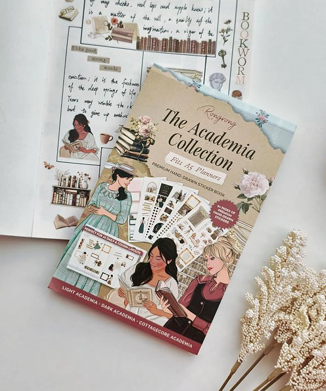 Hobonichi Compatible A5 Planner Sticker Book – Academia Collection Bookish Decorative & Functional Stickers for Cousin & Weeks Size Planners, Reading Journals & Creative Planning