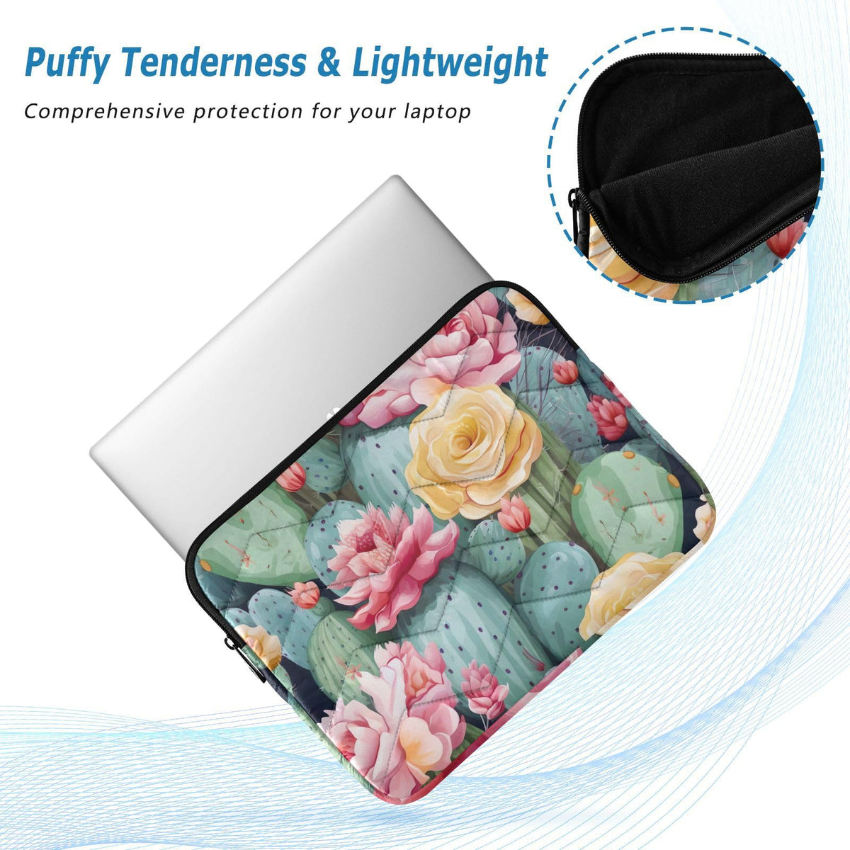 innewgogo Cactus Orange Pink Flower 13-14 Inch Laptop Sleeve Bag for Men Women Durable Protective Computer Carrying Cover with Waterproof Fabric Laptop Carrying Case for Most Tablet Portable Monitors