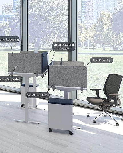 Sound Absorbing Panel Privacy Shield - Desk Divider for Students and Office (Light Grey, 48" W x 18'H)